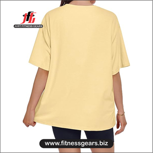 Women's O-Neck Short Sleeve T-Shirt Eco-Friendly 100% Polyester Solid Blue Knitted Casual Loose Fit Summer - Product Image 2