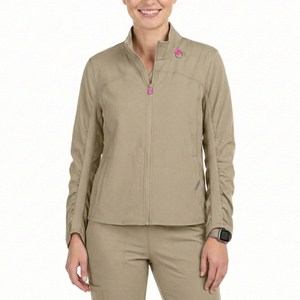Performance Healthcare Scrub Jacket Wholesale Custom Nursing Uniform Ruched Sleeve Full Zip Medical Coat Women's Scrub Jackets - Product Image 1