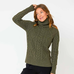 Pull en maille torsadée doux, épais et chaud à manches longues et col rond – Confortable pour le quotidien, vêtement tendance, vente en gros, personnalisable - Product Image 2