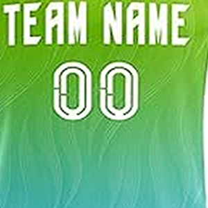 Men's Gradient Green Blue American Football Jersey Kit Short Sleeve V-Neck Sublimated Print Moisture Wicking Breathable Athletic - Product Image 5