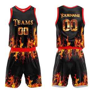 Nouvel ensemble de maillots et shorts de basketball de luxe unisexe, respirant, en mesh, imprimé par sublimation et cousu - Product Image 6