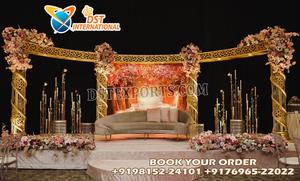 Impresionante Decoración de Escenario para Ceremonia de Saree, Estilo Templo Real, Decoración Exclusiva para Ceremonia Voni, Arreglo Tradicional para Ceremonia de Juventud - Product Image 5