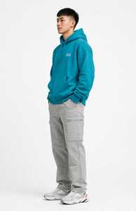 <b>Men's</b> <b>Burgundy</b> Pullover <b>Hoodie</b> Embroidered Logo Solid Color Hooded Sweatshirt with Front Pocket Casual Fit - Product Image 5