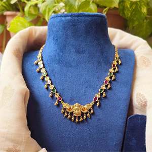 Fine Pendant <b>Necklace</b> Traditional Kemp Lakshmi Pendant Short <b>Necklace</b> - Product Image 2