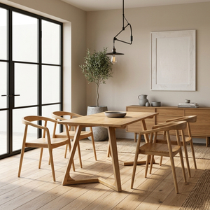 Juego de Comedor Moderno de Madera Estilo Escandinavo de 5 Piezas con Sillas de Respaldo Sólido y Mesa con Patas Arqueadas para el Hogar - Product Image 3
