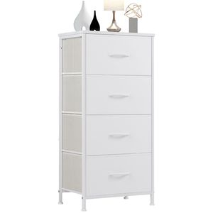 Cómoda Moderna de Tela con 4 Cajones para Dormitorio, Armario Alto Organizador para Armario o Entrada, Blanco - Product Image 1