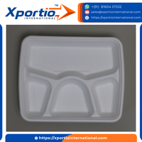 Assiette carrée en bagasse naturelle, robuste, pour plats à emporter, biodégradable, réutilisable, compostable, jetable, 4/5/6 compartiments, BRC