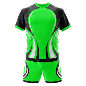 Conjuntos de Uniformes de Rugby de Tela de Poliéster 100% de Alto Impacto y Durabilidad, 400g, con Diseño Personalizado Impreso por Transferencia de Calor, Tallas Grandes, Parte Delantera - Product Image 1