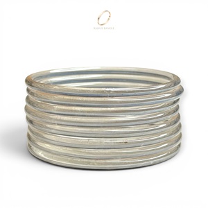 Juego de Brazaletes de Cristal Transparente Kashmiri Blanco Jelly de Lujo para Mujer, Joyería India de Moda para Bodas, Venta al Por Mayor - Product Image 4
