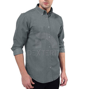 เสื้อเชิ้ตยีนส์ผู้ชายลำลองสั่งทำโลโก้ขายส่ง ระบายอากาศได้ดี เหมาะสำหรับใช้งานกลางแจ้ง คุณภาพสูง สำหรับขายออนไลน์ - Product Image 2