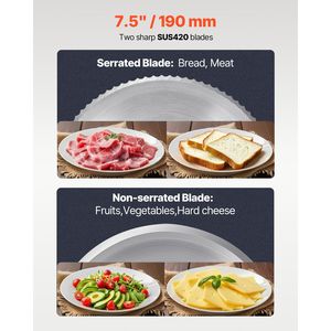 Electric 180W Deli Food Slicer Two Premium SUS420 Blades 7.5 Inch <b>Meat</b> Cutter 0-0.6 Inch Adjustable <b>Meat</b> <b>Grinders</b> Slicers - Product Image 2