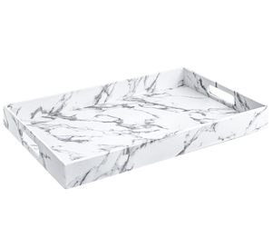 Premium Rectangular Marble Look Serving Tray Cutout Handles Portable Dishwasher Safe for Jewelry Tableware Display Luxury - Product Image 1