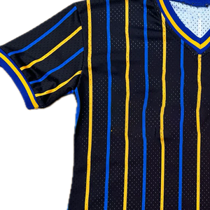High Quality SGRho Black Pinstripe Jersey Women Blue Gold Premium Baseball Shirt Stylish Greek Sorority Apparel Custom Logo - Product Image 2