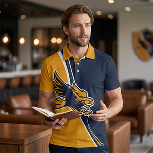 <b>Men's</b> Short Sleeve Polo Shirt With Eagle Print Quick Dry Polyester Casual Sportswear Regular Fit Front Logo Design - Product Image 6