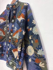 Embroidered Velvet <b>Jacket</b> Handmade Suzani Embroidered Velvet <b>Jacket</b> <b>Kantha</b> Stitched Winter Coat - Product Image 2