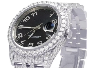 Reloj BOJ R.O.L.E.X.021 con Letras y Números, Moissanita Completa, de Lujo, Cuarzo Analógico, Acero, 41MM, 3BAR Resistente al Agua, Estilo Hip Hop para Hombre - Product Image 3