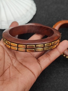 Custom Handcrafted Wooden Brass <b>Bracelet</b> Elegant Women's Bangle Jewelry - Product Image 6
