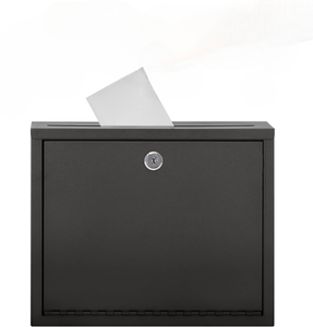 <b>Secure</b> Steel Mail Drop <b>Box</b> Top Slot Lock Key Access Freestanding Powder Coated Black Durable Outdoor Indoor Use - Product Image 1