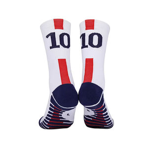White Basketball <b>Socks</b> Red Navy Blue Accents Number 30 Jacquard Knitted Athletic No Show for Adults Summer Wear Yoga Volleyball - Product Image 2