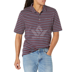 Men's Striped Polo <b>Shirt</b> Short Sleeve Breathable Knitted Cotton Blend Casual Regular Fit Golf <b>Collar</b> <b>T</b>-<b>Shirt</b> - Product Image 2