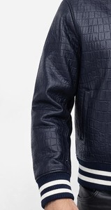 Blouson Bomber en Cuir Véritable Noir pour Homme, Style Streetwear Uni, Personnalisable OEM, Vente en Gros, Manteaux d'Extérieur pour Homme - Product Image 6