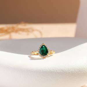 Anillo de Compromiso con Esmeralda, Plata de Ley 925, Chapado en Oro de 14K, Certificado IGI, Estilo Vintage de Lujo, Piedra de Nacimiento de Febrero - Product Image 5