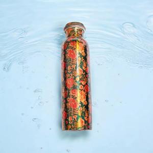 Juego de botellas de agua de cobre con diseño floral, recipientes portátiles para bebidas con tapas, para uso doméstico. - Product Image 2