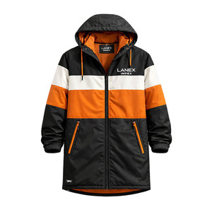 Stylish Color Block Swim <b>Parka</b> <b>Jacket</b>, Long Length <b>Waterproof</b> Coat with Zipper Pockets and Warm Inner Fleece Lining - Product Image 2