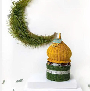 Cesta de Mimbre Estilo Bohemio Religioso con Forma de Domo de Mezquita, Hecha a Mano, Ecológica, Capacidad de 10-20L, para Eid - Product Image 6