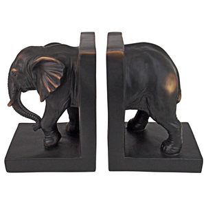 Porte-livres en métal noir en forme d'éléphant, porte-livres décoratifs en forme d'animaux pour la maison, le bureau, la bibliothèque, la décoration des étagères - Product Image 4