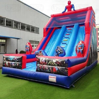 Château gonflable commercial Moonwalk pour enfants, toboggan aquatique Spiderman, toboggan aquatique Spiderman avec piscine