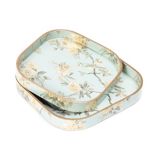 Bandeja de servir de madera con estampado floral, plato cuadrado de madera de mango hecho a mano con borde redondo, bandeja de servir al mejor precio - Product Image 6