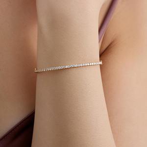 Bracelet jonc en or 14K/18K avec diamants naturels sertis à griffes et perles d'eau douce, certifié IGI, 1,256 carats au total, élégance décontractée minimaliste, facile à porter - Product Image 6