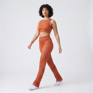 Sexy Transparent Sheer Mesh Stacked <b>Pants</b> Sexy See Through Stacked Trousers 100% Polyester <b>Summer</b> Sheer Mesh Stack <b>Pants</b> - Product Image 4