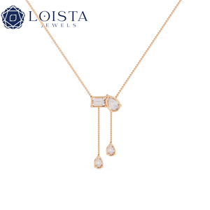 Collier de luxe personnalisé en or plaqué 10K 14K 18K avec pendentif breloque et diamant taille émeraude cultivé en laboratoire pour femme - Product Image 3