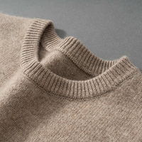 Pull à manches longues pour homme, collection hiver, confortable, respirant, couleur unie, 100% cachemire, logo personnalisé