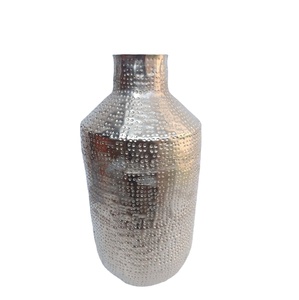 Modern Handcrafted Hammered Metal <b>Vase</b> <b>Unique</b> Textured Geometric Decorative Vessel Minimalist Tabletop Centerpiece - Product Image 1