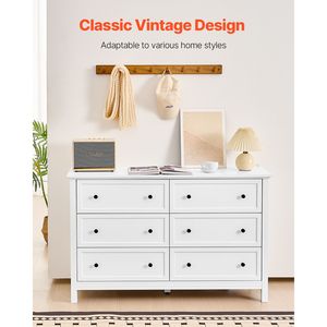 <b>6</b> <b>Drawer</b> Wooden Dresser with Sliding Anti-tip Device Retro Minimalist Closet Storage for TV Basement Application - Product Image 2
