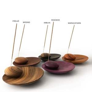 Quemador de incienso tradicional hecho a mano de madera para templo, oración, aromaterapia, meditación, bandeja para recoger cenizas de incienso. - Product Image 1