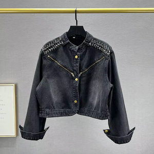 Chaqueta Vaquera Corta Vintage para Mujer, Diseño Clásico con Hebillas Metálicas, Lavada y Transpirable, para Otoño, Invierno y Verano - Product Image 4