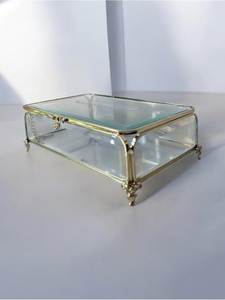 Boîtes de rangement décoratives en verre biseauté faites à la main et personnalisées avec cadre métallique pour organiser les bijoux, boîtes en métal et en verre - Product Image 2