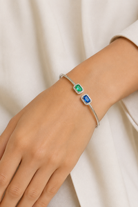 Brazalete de Esmeralda y Zafiro Azul en Plata de Ley 92.5 KLSB-20783 - Product Image 5