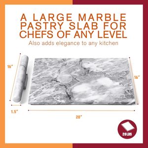 Tabla de Mármol Premium con Rodillo a Juego, Ideal para Amasar, Templar Chocolate, Hacer Repostería y como Tabla para Quesos - Product Image 4