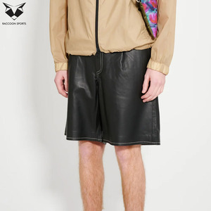 Pantalones Cortos de Lona Ecológica de Primera Calidad, Cómodos y de Corte Holgado para Hombre, con Detalles en Cuero PU, Estilo Urbano, Personalizables - Product Image 4