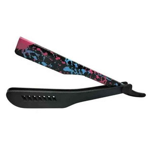 Navaja de Afeitar Recta Kaamir Ecológica con Mango de Acero Inoxidable, Hoja con Patrón Personalizado, Borde Plegable, Afeitadora Clásica Manual para Barbería - Product Image 6