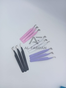 Pince à cils personnalisée couleur, volume russe, forme en L, poignée diamant, en acier inoxydable, avec boîtes cartonnées - Product Image 5