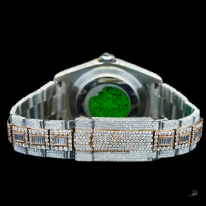 Reloj de Hombre con Diamantes de Moissanita Brillantes Personalizados, Redondos y en Forma de Baguette, Totalmente Cubierto de Diamantes, Estilo Hip Hop, Esfera de Cristal, Hecho a Mano, Colección Premium - Product Image 4