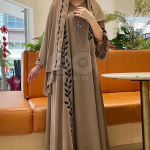 Abaya para mujer estilo Dubái, manga larga, holgada, vestido maxi musulmán, ropa islámica modesta para mujer, logotipo personalizado OEM ODM - Product Image 3