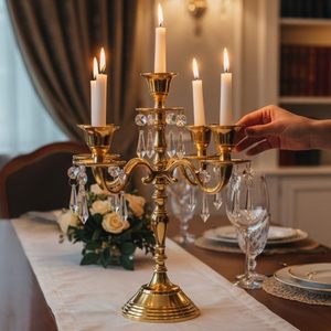 Support à bougies de luxe, élégant porte-bougie de table, décoration de table centrale, centre de table pour salle à manger, porte-bougie de mariage - Product Image 5