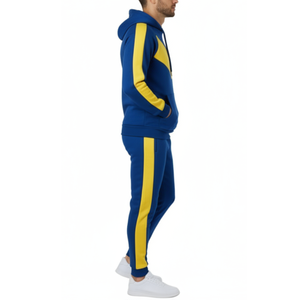 Ensemble de survêtement pour homme - Bleu et jaune doré - Sweat à capuche raglan - Vêtements de sport pour l'entraînement et la gym - Product Image 3